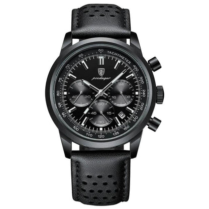 Poedagar 921 - Men’s Chronograph Watch Black/Leather