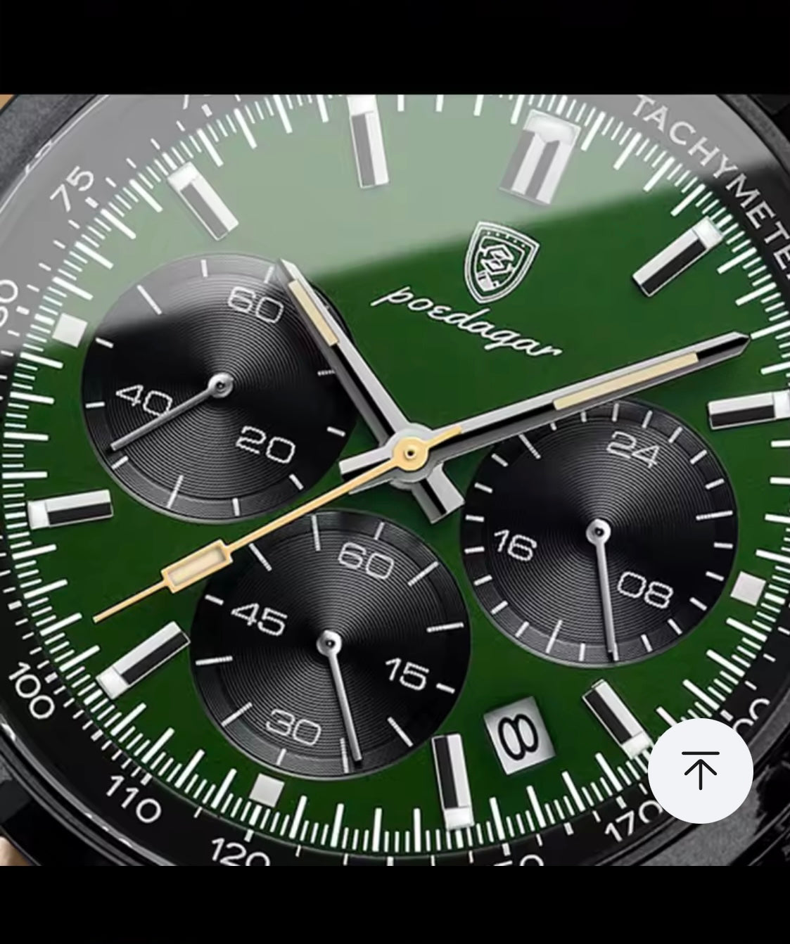 Poedagar 921 - Men’s Chronograph Watch Black/Green/Leather