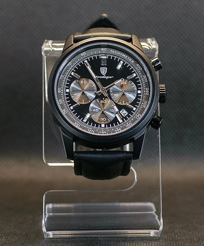 Poedagar 921 - Men’s Chronograph Watch Black/Leather