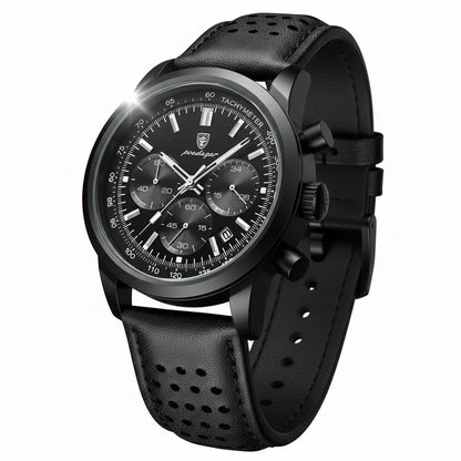 Poedagar 921 - Men’s Chronograph Watch Black/Leather