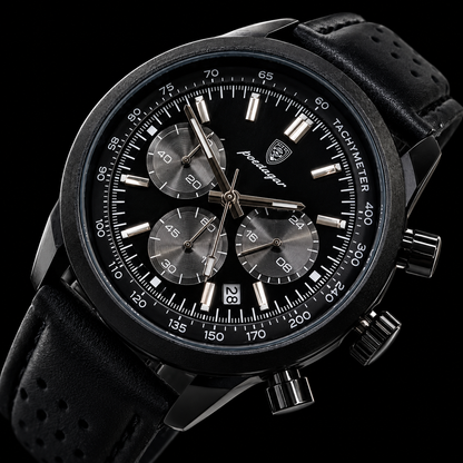Poedagar 921 - Men’s Chronograph Watch Black/Leather