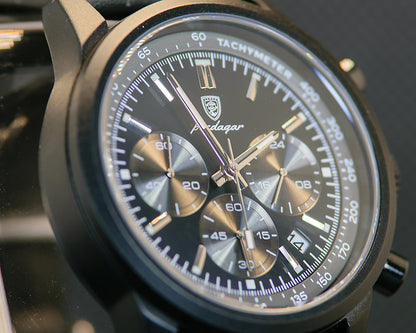 Poedagar 921 - Men’s Chronograph Watch Black/Leather